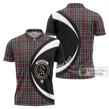 Borthwick Tartan Zipper Polo Shirt with Family Crest Circle Style Unisex - Tartan Vibes Clothing