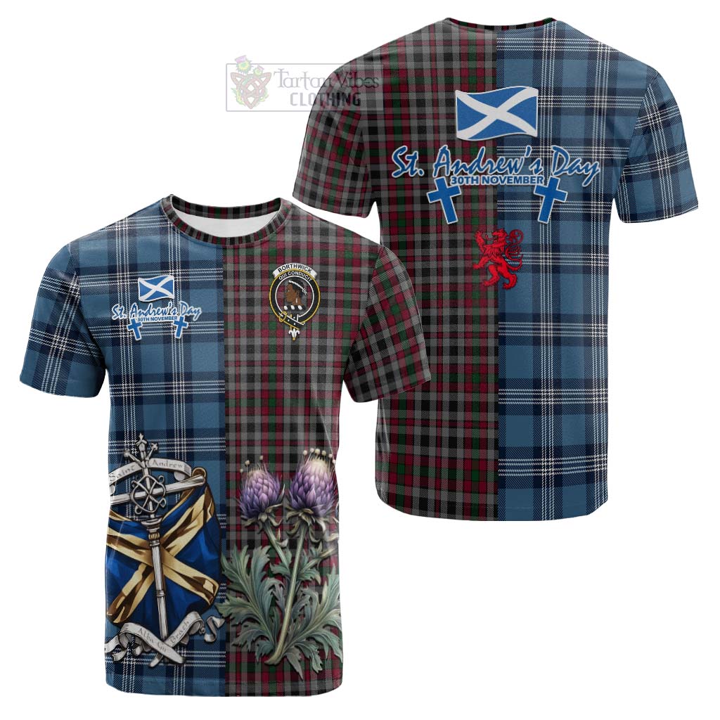 Tartan Vibes Clothing Borthwick Tartan Cotton T-shirt Happy St. Andrew's Day Half Tartan Style