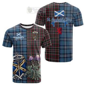 Tartan Vibes Clothing Borthwick Tartan Cotton T-shirt Happy St. Andrew's Day Half Tartan Style