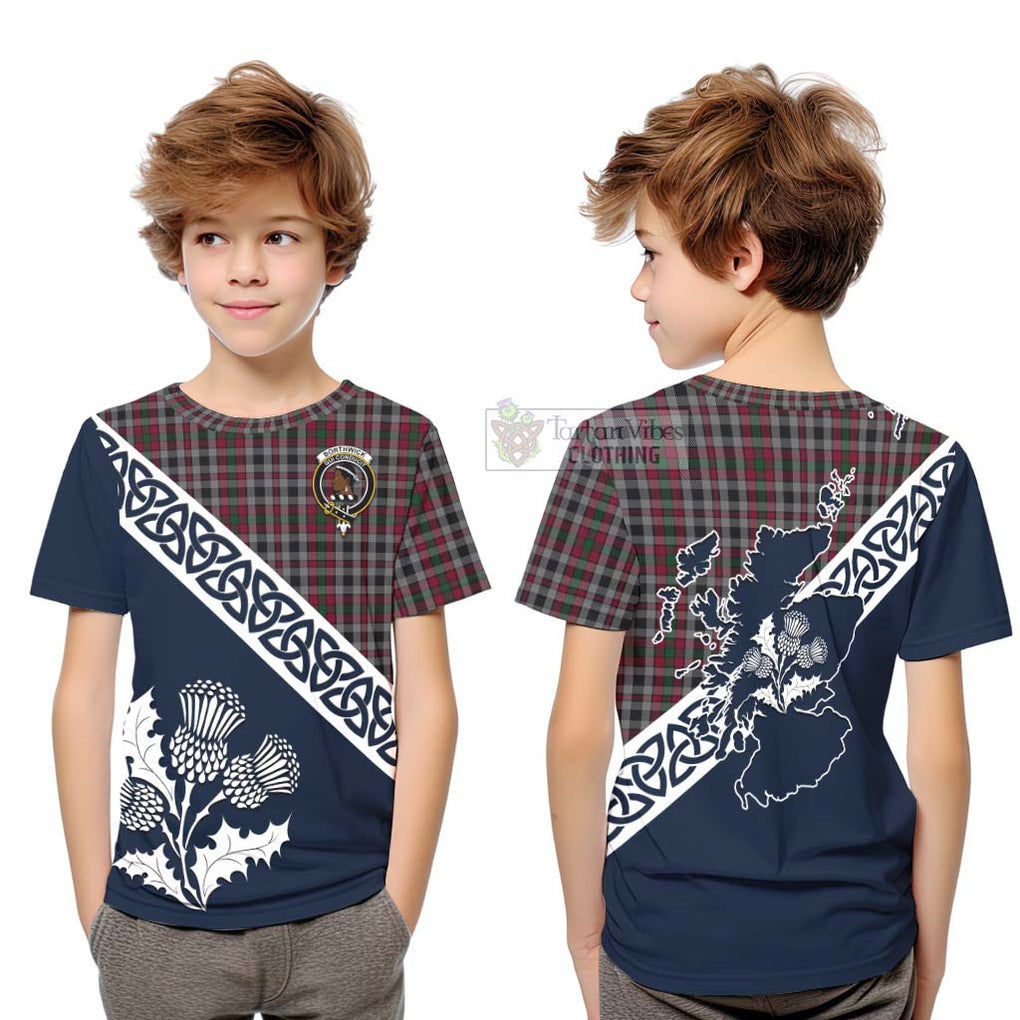 Borthwick Tartan Kid T-Shirt Featuring Thistle and Scotland Map Youth XL Size14 - Tartan Vibes Clothing
