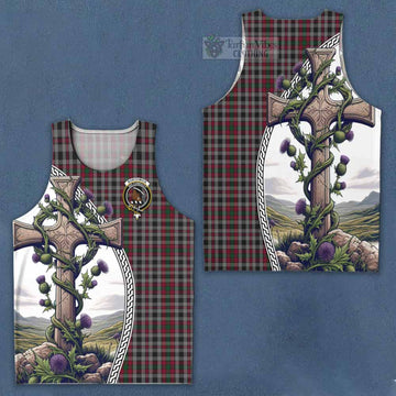 Borthwick Tartan Men's Tank Top with Family Crest and St. Andrew's Cross Accented by Thistle Vines Men - Tartan Vibes Clothing