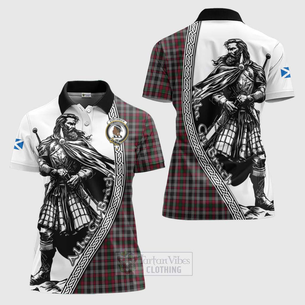 Tartan Vibes Clothing Borthwick Tartan Clan Crest Women's Polo Shirt with Highlander Warrior Celtic Style
