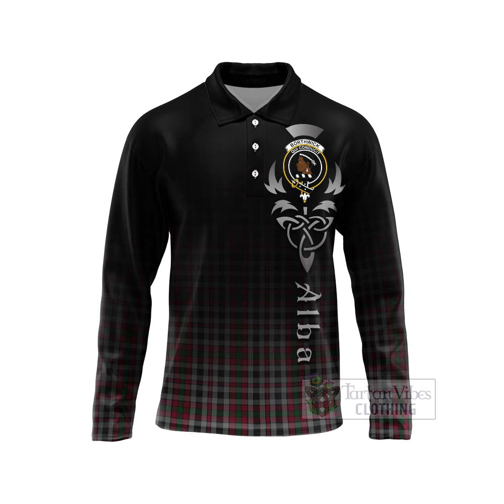 Borthwick Tartan Long Sleeve Polo Shirt Featuring Alba Gu Brath Family Crest Celtic Inspired Unisex - Tartan Vibes Clothing