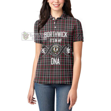 Borthwick Tartan Women's Polo Shirt with Family Crest DNA In Me Style Women - Tartan Vibes Clothing