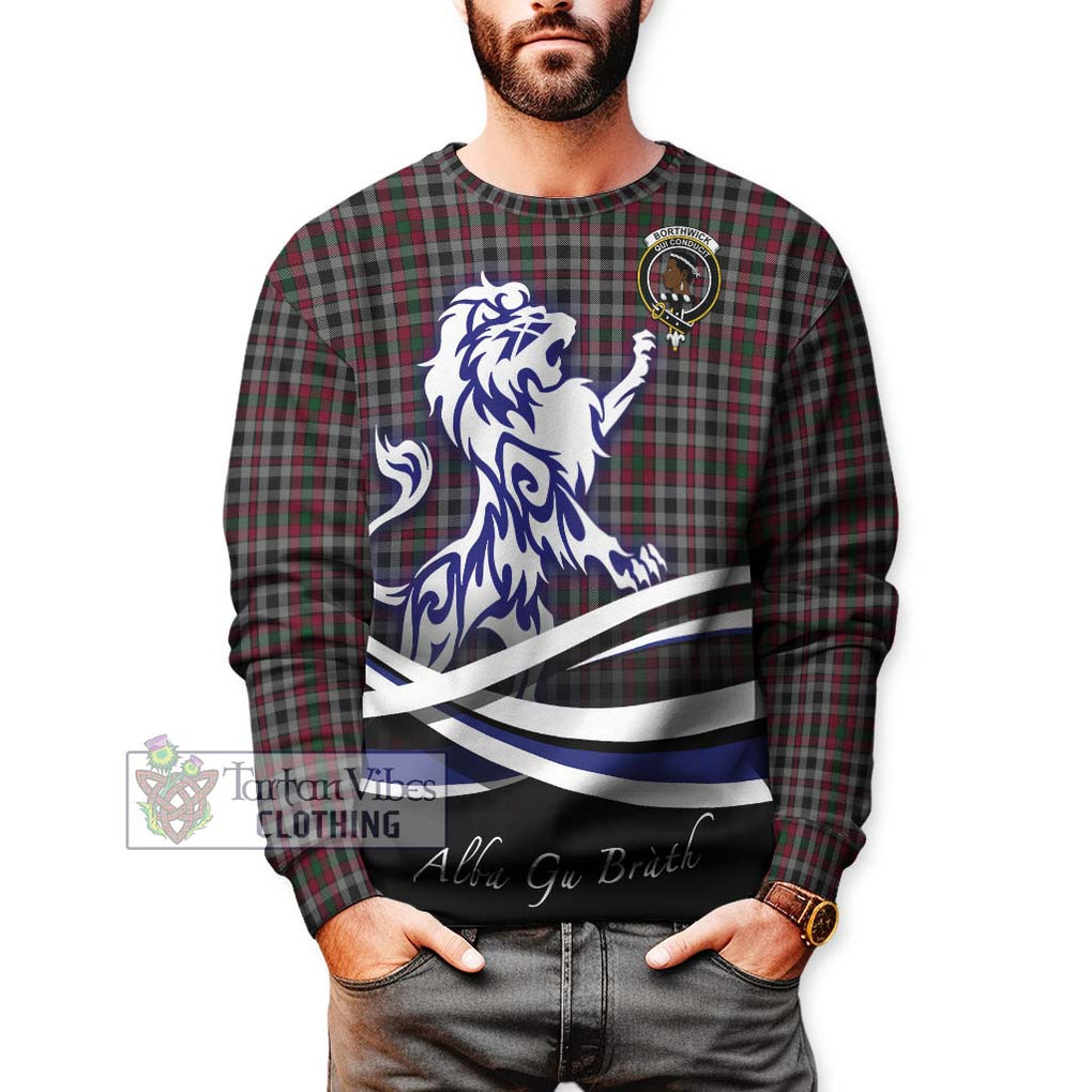 Borthwick Tartan Sweatshirt with Alba Gu Brath Regal Lion Emblem Unisex - Tartan Vibes Clothing