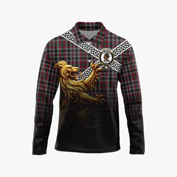 Borthwick Crest Tartan Long Sleeve Polo Shirt with Golden Lion Emblem Celtic Style Unisex - Tartan Vibes Clothing