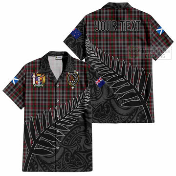 Tartan Vibes Clothing Borthwick Crest Tartan Short Sleeve Button Shirt with New Zealand Silver Fern Half Style