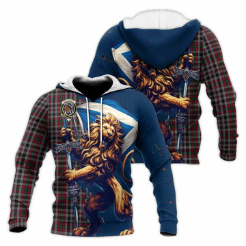 Borthwick Tartan Family Crest Knitted Hoodie with Scottish Majestic Lion Unisex Knitted Pullover Hoodie - Tartan Vibes Clothing
