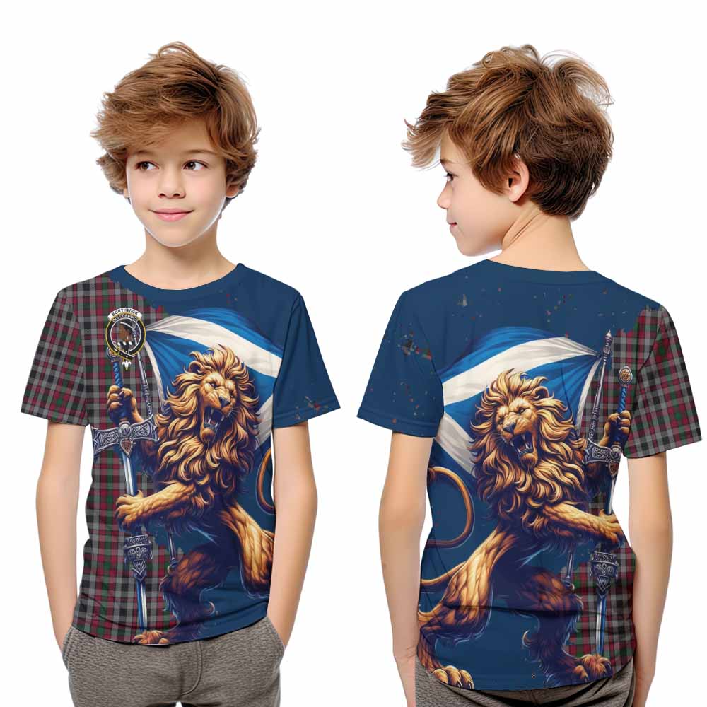 Tartan Vibes Clothing Borthwick Tartan Family Crest Kid T-Shirt with Scottish Majestic Lion