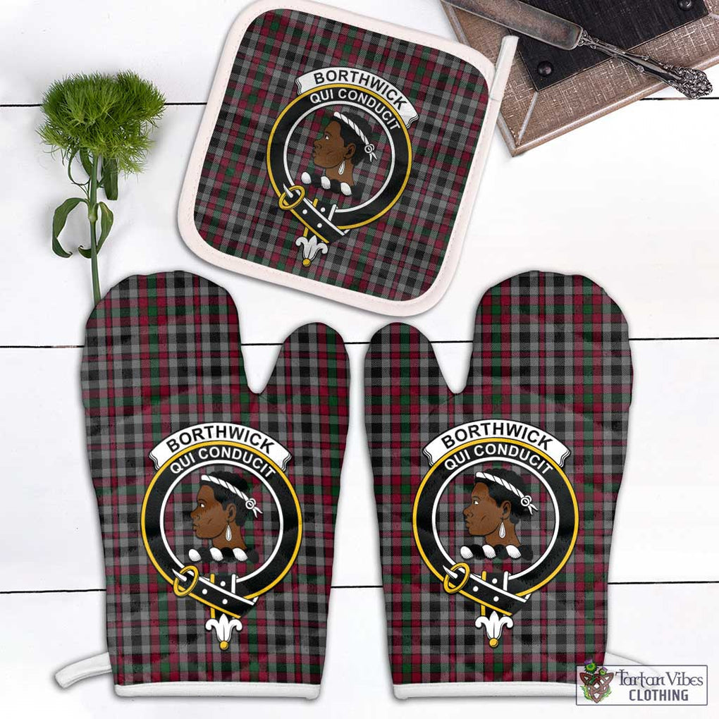 Borthwick Tartan Combo Oven Mitt & Pot-Holder with Family Crest Combo 1 Oven Mitt & 1 Pot-Holder White - Tartan Vibes Clothing