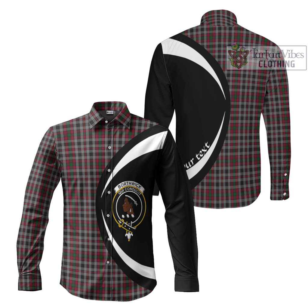 Borthwick Tartan Long Sleeve Button Up with Family Crest Circle Style Men's Shirt S - Tartan Vibes Clothing