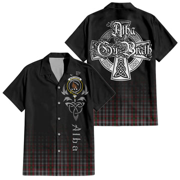 Tartan Vibes Clothing Borthwick Tartan Short Sleeve Button Up Featuring Alba Gu Brath Family Crest Celtic Inspired
