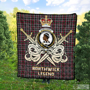Borthwick Tartan Quilt with Clan Crest and the Golden Sword of Courageous Legacy Super King Quilt 91" x 110" - Tartan Vibes Clothing