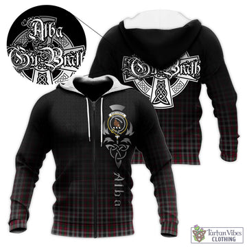 Tartan Vibes Clothing Borthwick Tartan Knitted Hoodie Featuring Alba Gu Brath Family Crest Celtic Inspired