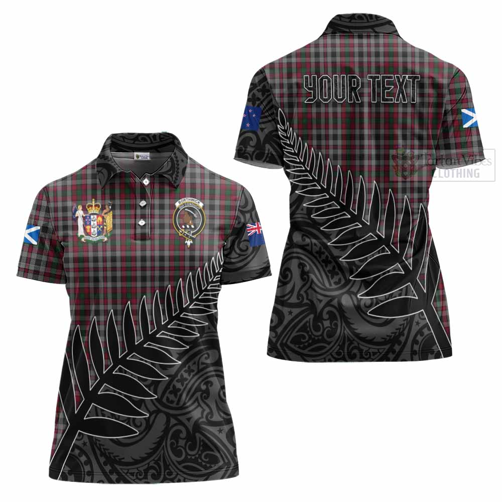 Tartan Vibes Clothing Borthwick Crest Tartan Women's Polo Shirt with New Zealand Silver Fern Half Style