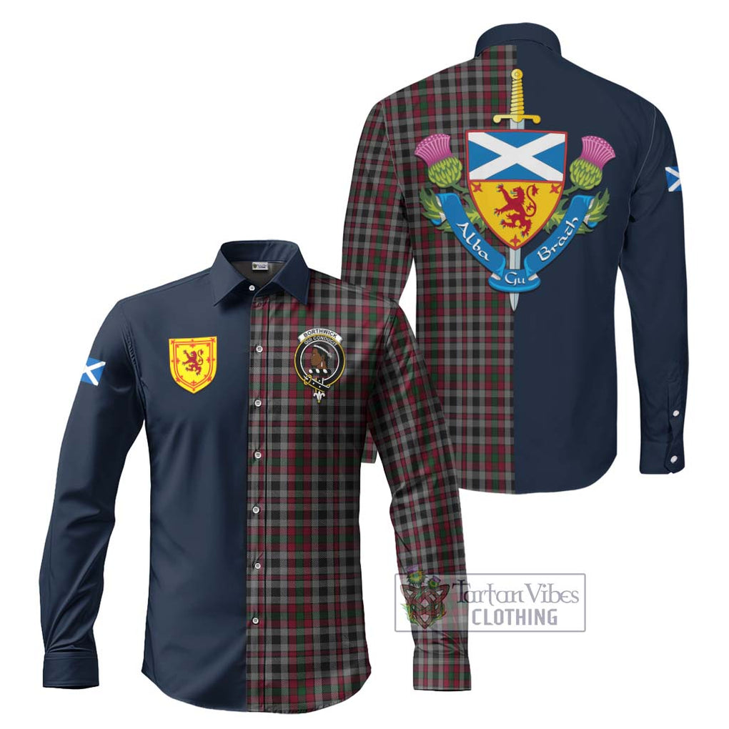 Tartan Vibes Clothing Borthwick Tartan Long Sleeve Button Shirt with Scottish Lion Royal Arm Half Style