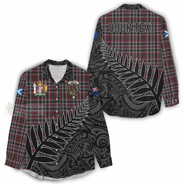 Borthwick Crest Tartan Women's Casual Shirt with New Zealand Silver Fern Half Style - Tartan Vibes Clothing