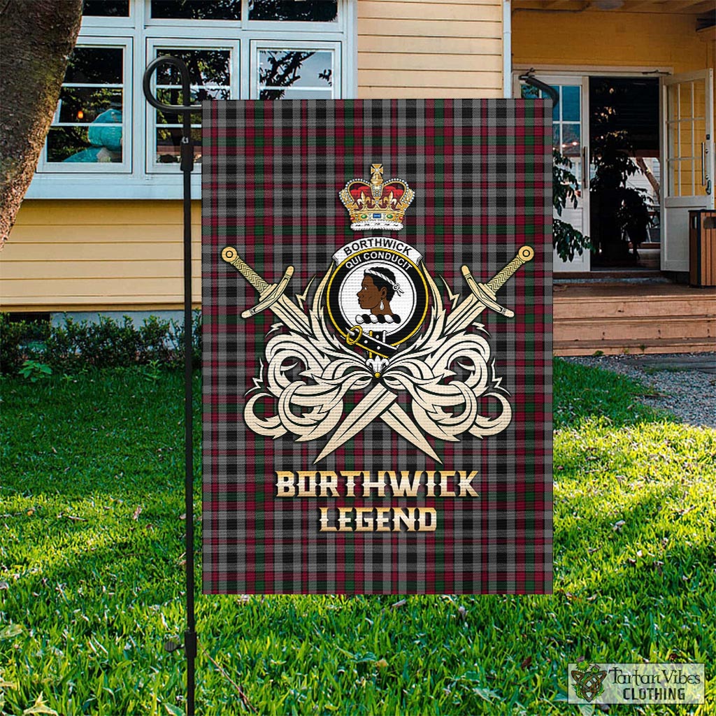 Tartan Vibes Clothing Borthwick Tartan Flag with Clan Crest and the Golden Sword of Courageous Legacy
