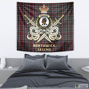 Borthwick Tartan Tapestry with Clan Crest and the Golden Sword of Courageous Legacy