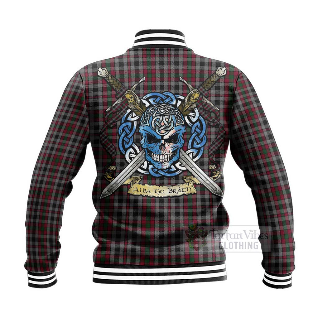 Borthwick Tartan Baseball Jacket with Family Crest Celtic Skull Style - Tartan Vibes Clothing