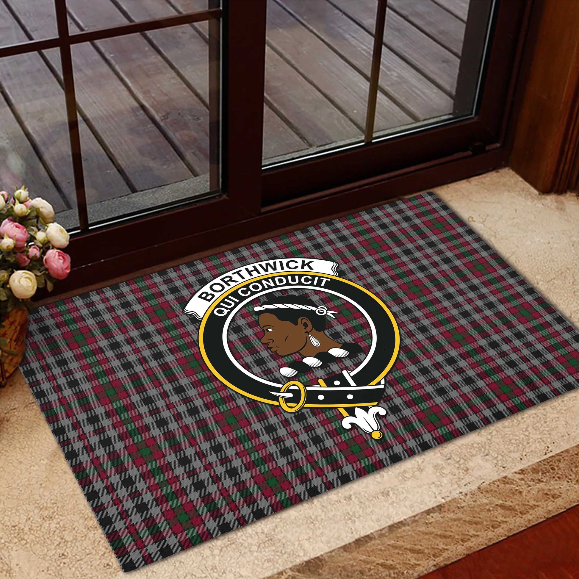 Borthwick Tartan Rubber Doormat with Family Crest - Tartan Vibes Clothing