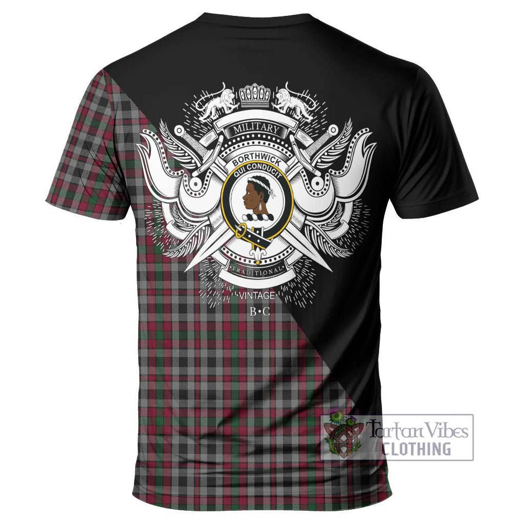 Borthwick Tartan T-Shirt with Family Crest and Military Logo Style - Tartan Vibes Clothing