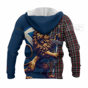 Borthwick Tartan Family Crest Knitted Hoodie with Scottish Majestic Lion - Tartan Vibes Clothing