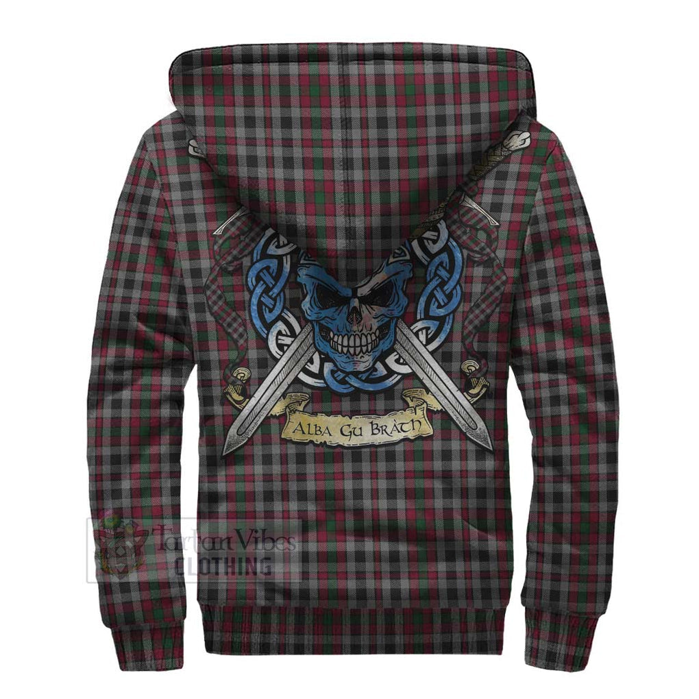 Borthwick Tartan Sherpa Hoodie with Family Crest Celtic Skull Style - Tartan Vibes Clothing