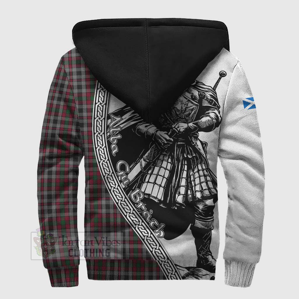 Borthwick Tartan Clan Crest Sherpa Hoodie with Highlander Warrior Celtic Style - Tartan Vibes Clothing