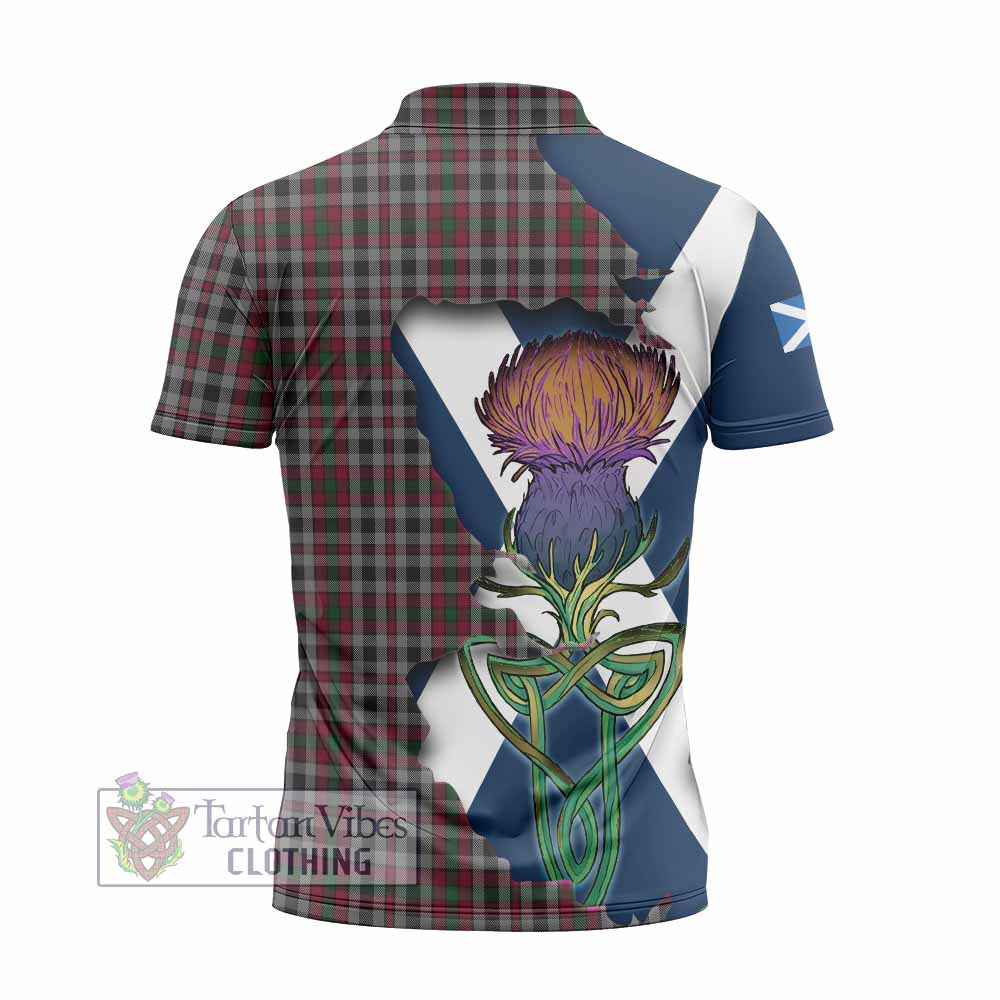 Tartan Vibes Clothing Borthwick Tartan Family Crest Zipper Polo Shirt Scottish Thistle Celtic Inspired
