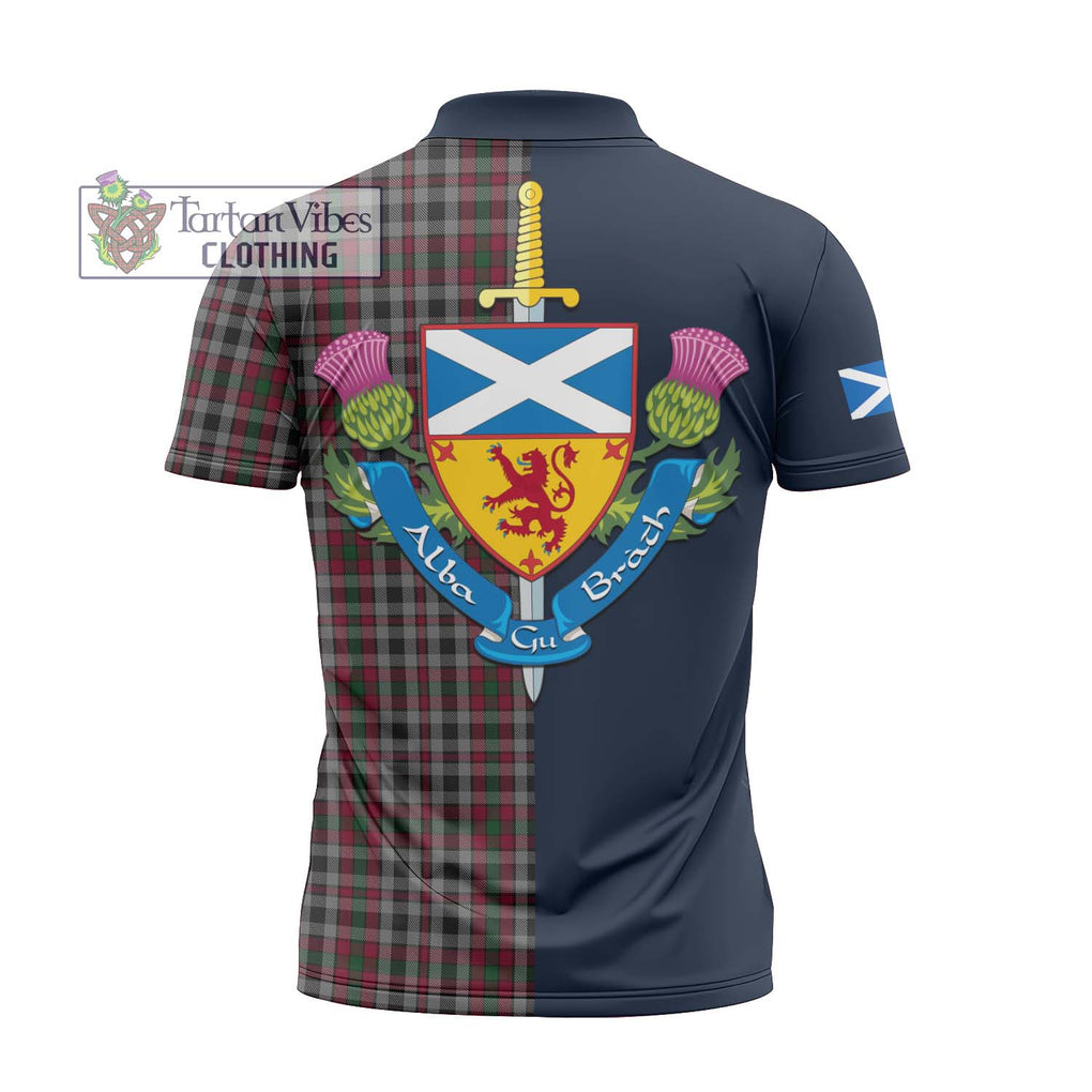 Borthwick Tartan Zipper Polo Shirt Alba with Scottish Lion Royal Arm Half Style - Tartan Vibes Clothing