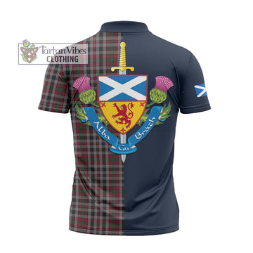 Borthwick Tartan Zipper Polo Shirt Alba with Scottish Lion Royal Arm Half Style - Tartan Vibes Clothing