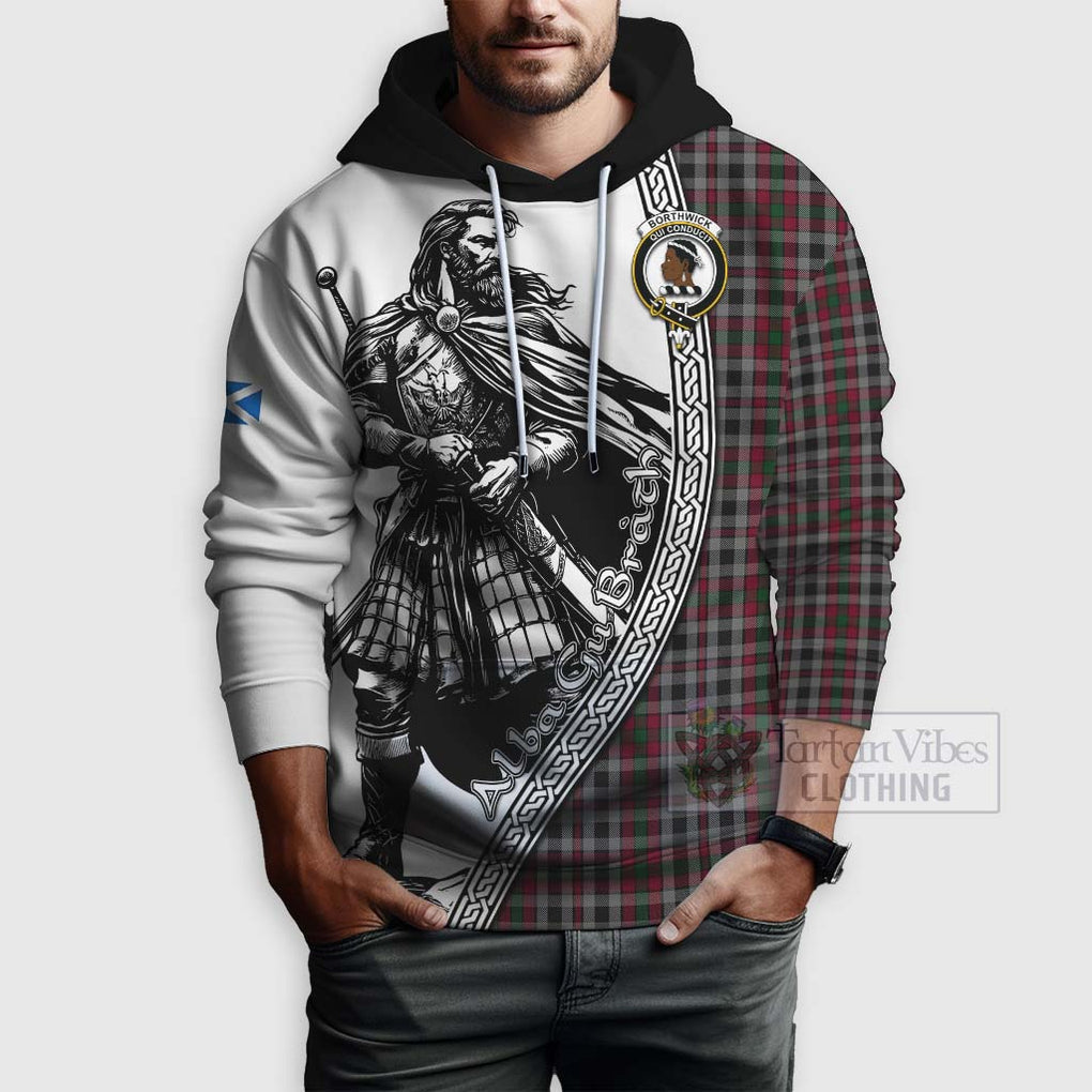 Borthwick Tartan Clan Crest Hoodie with Highlander Warrior Celtic Style - Tartan Vibes Clothing
