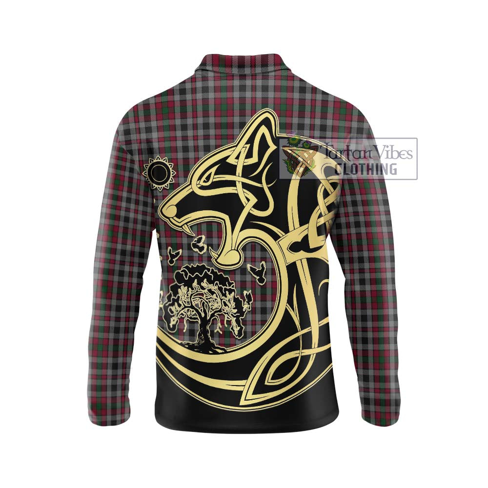 Borthwick Tartan Long Sleeve Polo Shirt with Family Crest Celtic Wolf Style - Tartan Vibes Clothing