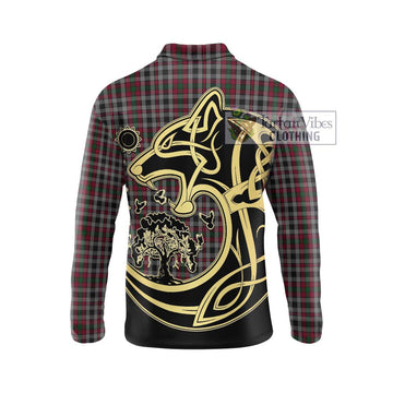 Borthwick Tartan Long Sleeve Polo Shirt with Family Crest Celtic Wolf Style - Tartan Vibes Clothing
