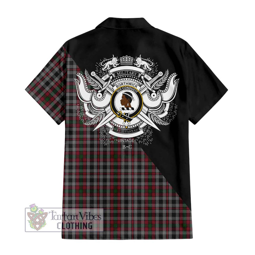 Borthwick Tartan Hawaiian Shirt with Family Crest and Military Logo Style - Tartan Vibes Clothing