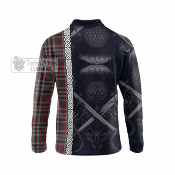 Borthwick Tartan Long Sleeve Polo Shirt with Family Crest Cross Sword Thistle Celtic Vibes - Tartan Vibes Clothing