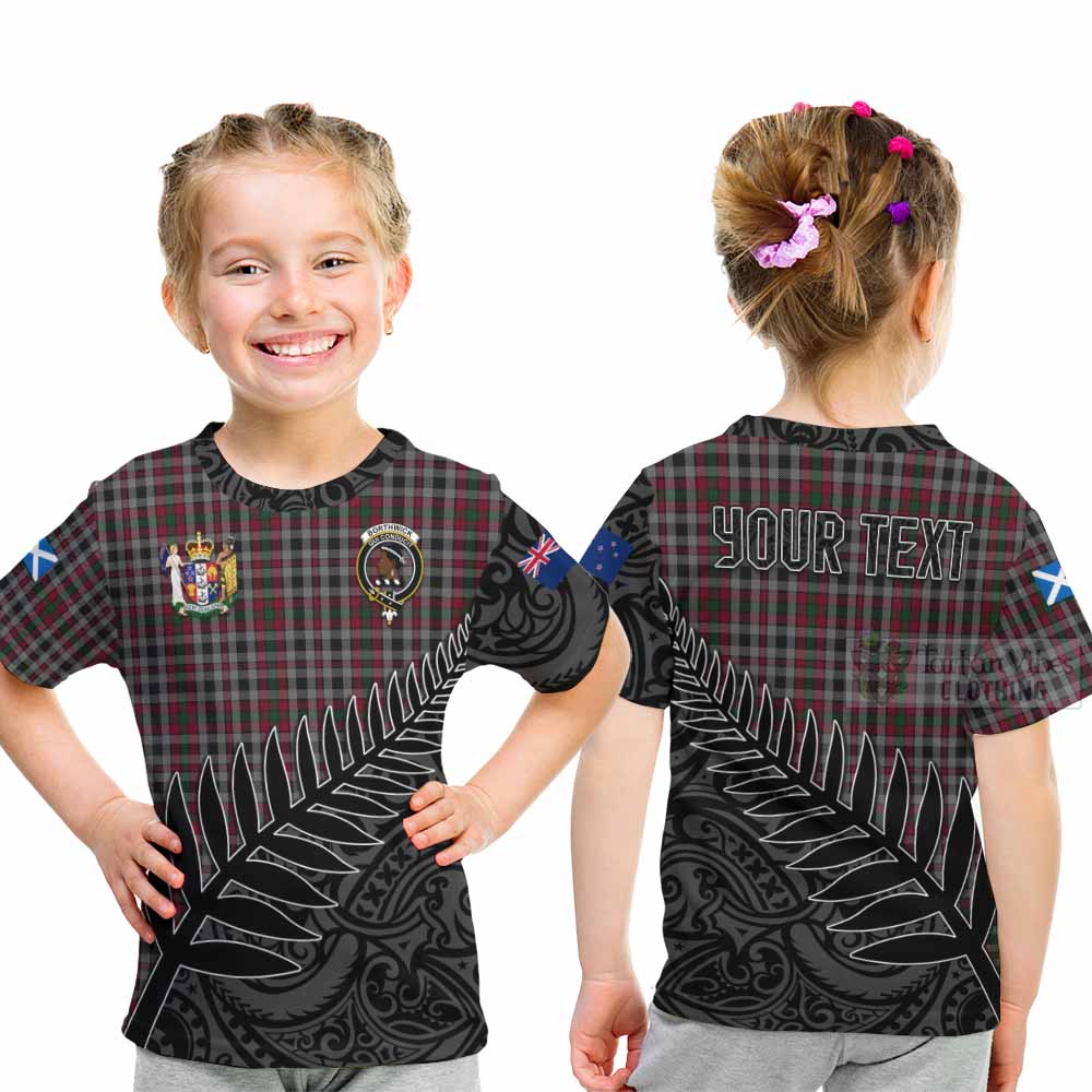 Tartan Vibes Clothing Borthwick Crest Tartan Kid T-Shirt with New Zealand Silver Fern Half Style