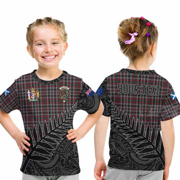 Tartan Vibes Clothing Borthwick Crest Tartan Kid T-Shirt with New Zealand Silver Fern Half Style