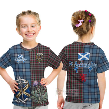 Borthwick Tartan Kid T-Shirt Happy St. Andrew's Day Half Tartan Style - Tartan Vibes Clothing