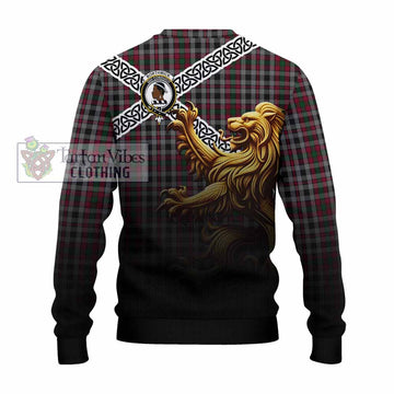 Borthwick Crest Tartan Knitted Sweater with Golden Lion Emblem Celtic Style - Tartan Vibes Clothing
