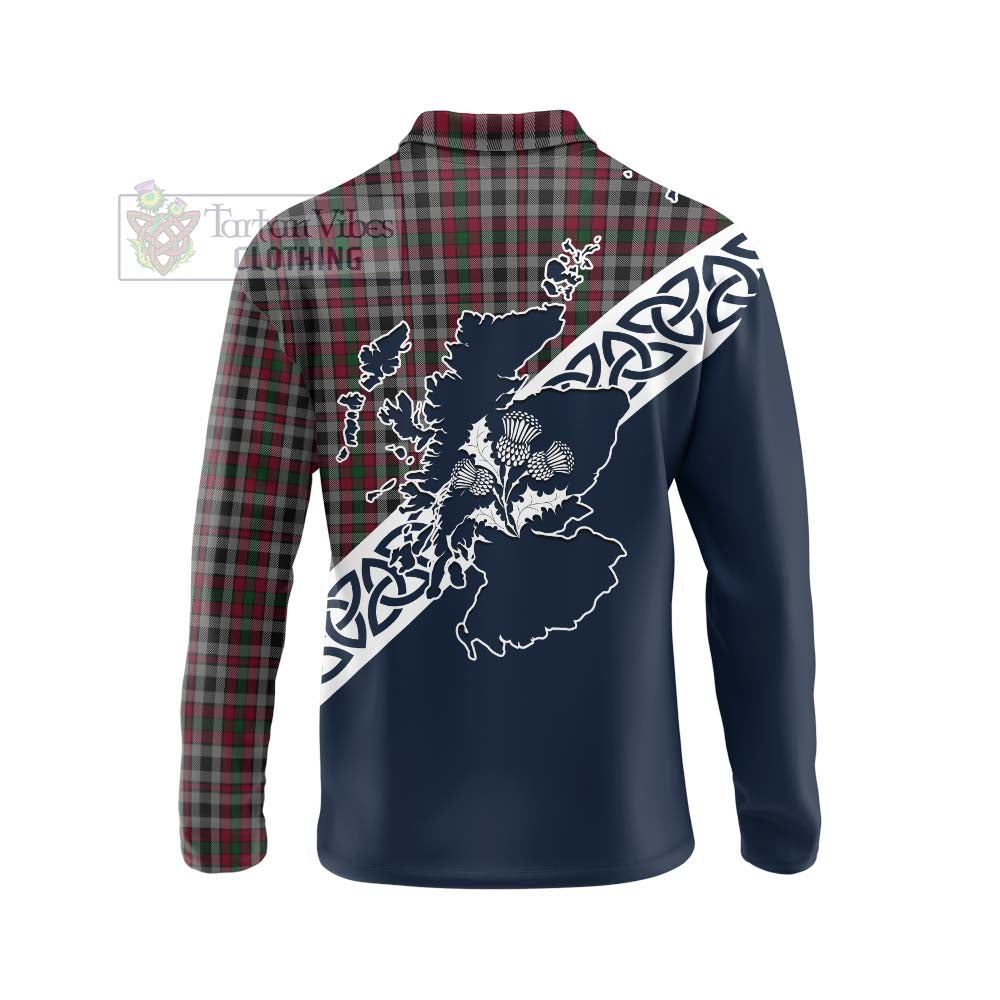 Borthwick Tartan Long Sleeve Polo Shirt Featuring Thistle and Scotland Map - Tartan Vibes Clothing