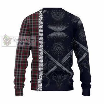 Borthwick Tartan Knitted Sweater with Family Crest Cross Sword Thistle Celtic Vibes - Tartan Vibes Clothing