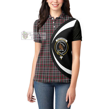 Borthwick Tartan Women's Polo Shirt with Family Crest Circle Style - Tartan Vibes Clothing