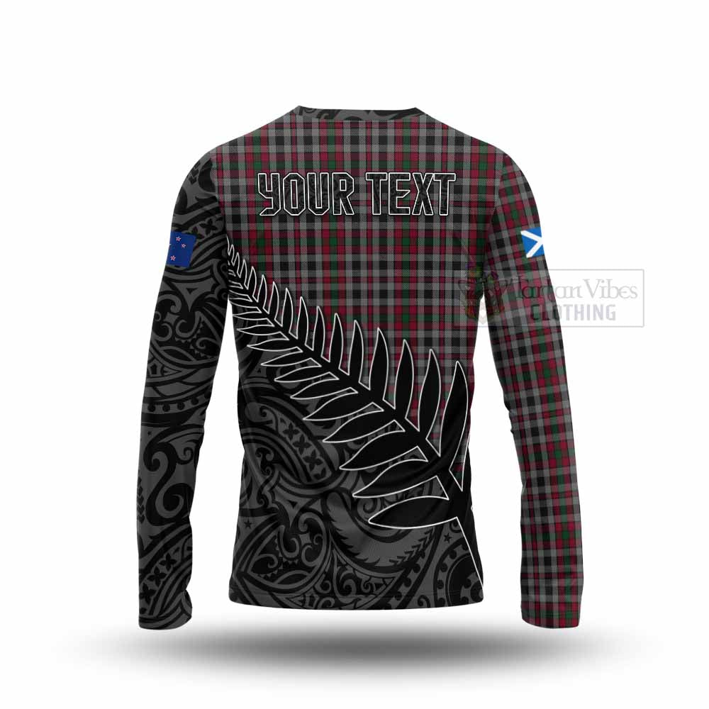 Tartan Vibes Clothing Borthwick Crest Tartan Long Sleeve T-Shirt with New Zealand Silver Fern Half Style