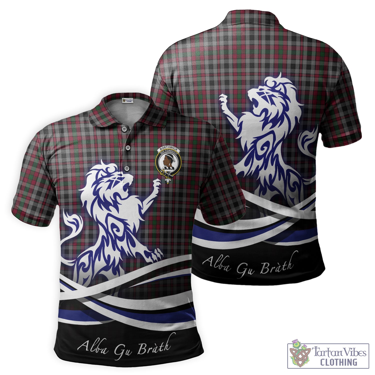 Borthwick Tartan Polo Shirt with Alba Gu Brath Regal Lion Emblem - Tartan Vibes Clothing