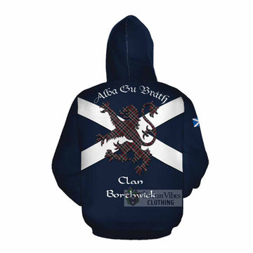 Borthwick Tartan Lion Rampant Cotton Hoodie Proudly Display Your Heritage with Alba Gu Brath and Clan Name Pullover Hoodie - Tartan Vibes Clothing