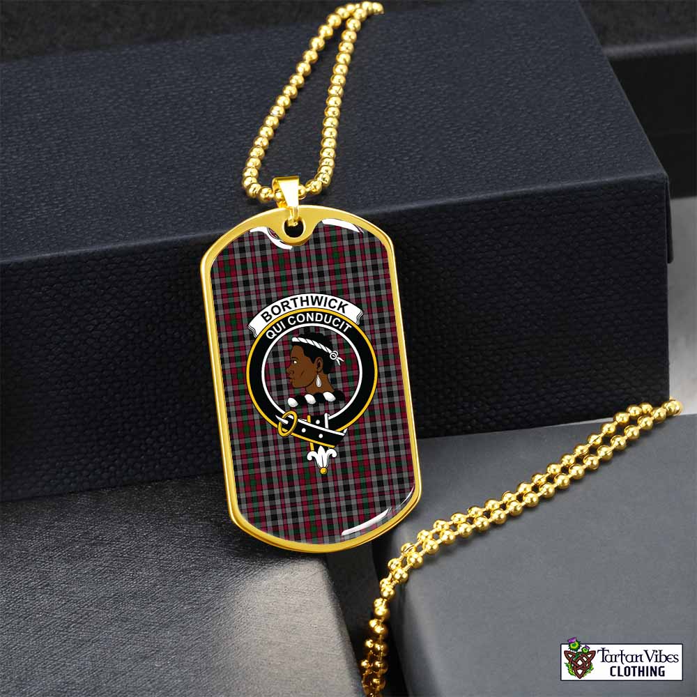 Tartan Vibes Clothing Borthwick Tartan Dog Tag Necklace with Family Crest