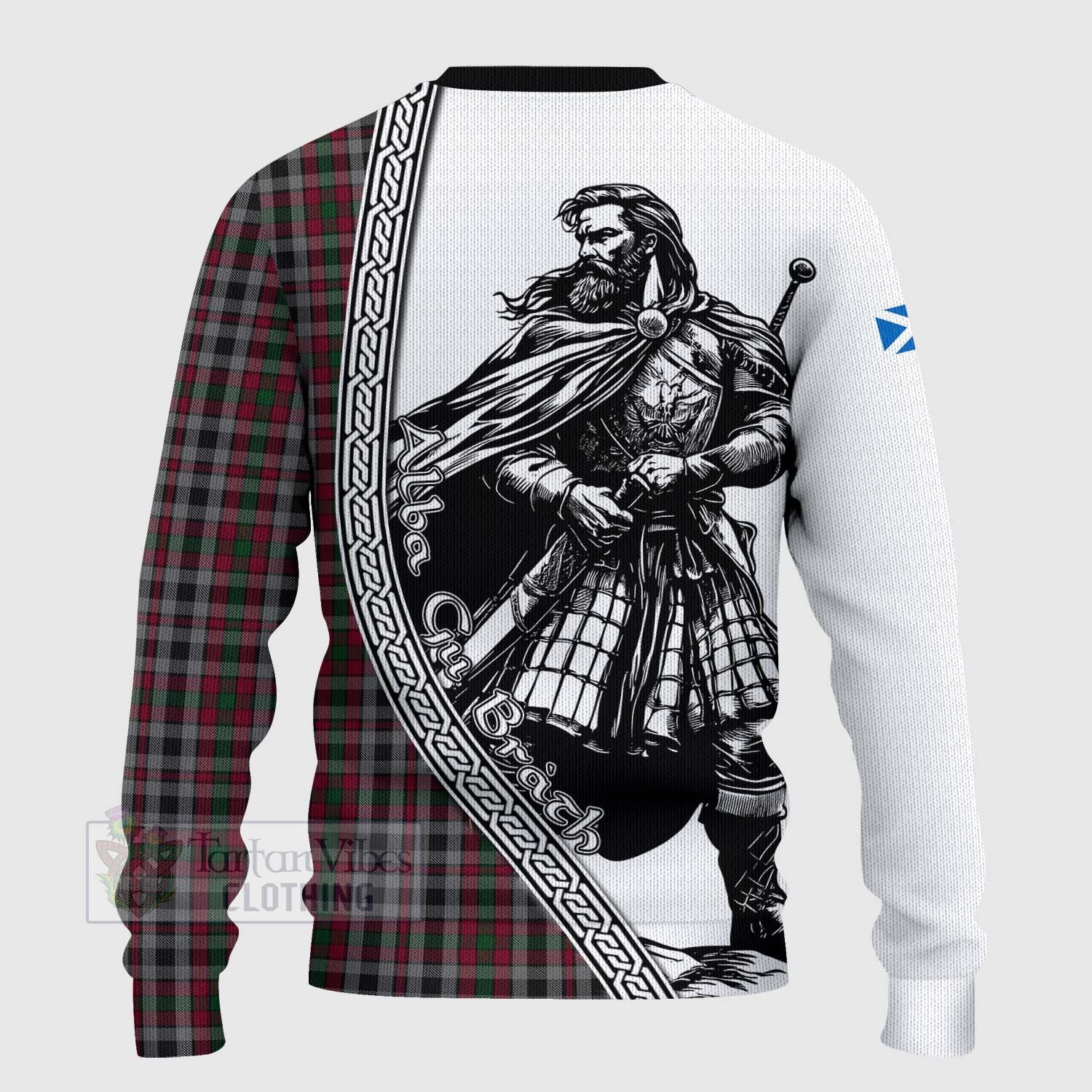 Borthwick Tartan Clan Crest Knitted Sweater with Highlander Warrior Celtic Style - Tartan Vibes Clothing