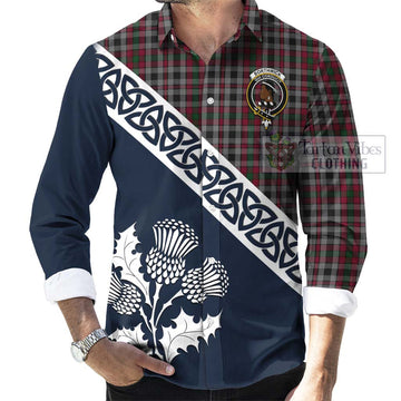 Borthwick Tartan Long Sleeve Button Shirt Featuring Thistle and Scotland Map Men's Shirt - Tartan Vibes Clothing